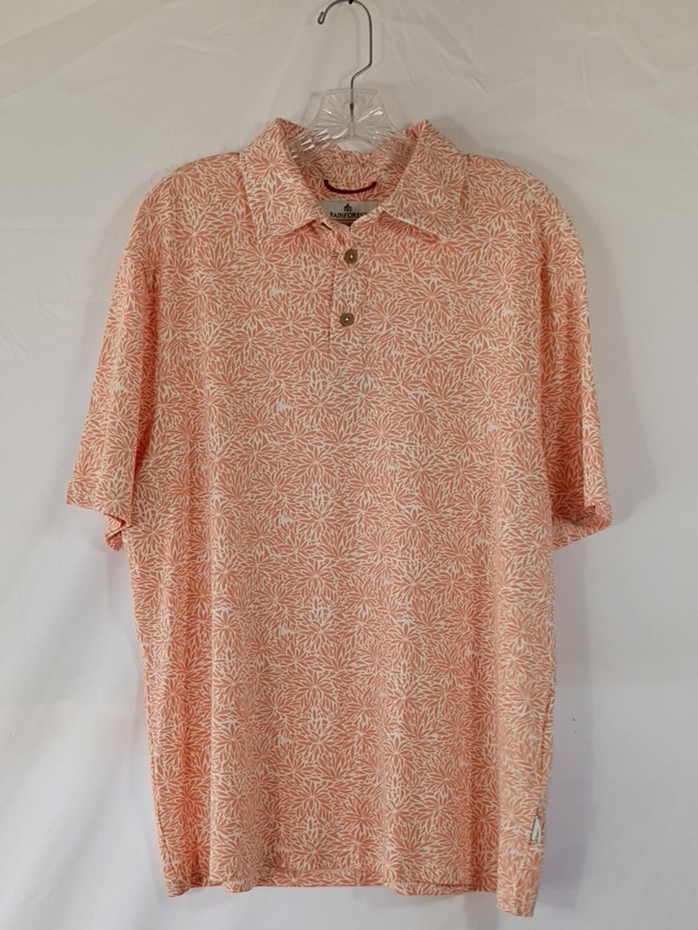 NWT RAINFOREST Men's Muted Clay Bloom Short Sleeve Lux Touch Pique Polo Sz Med